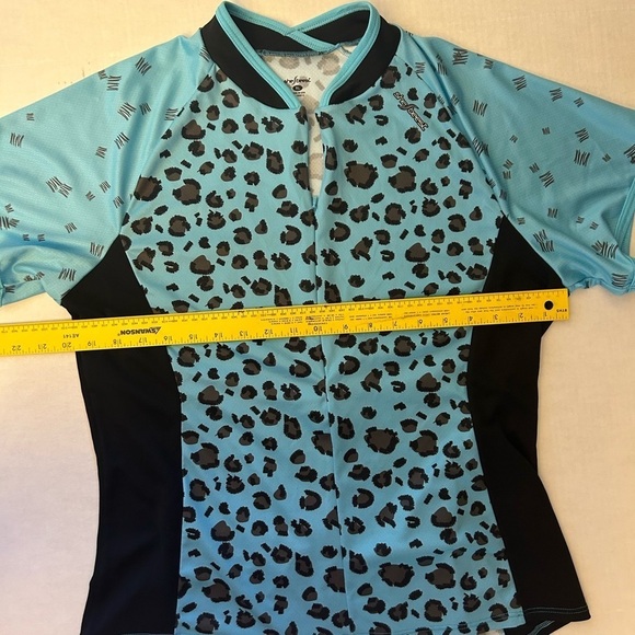 Shebeest women’s cycling jersey shirt in leopard teal print Sz-XL. Y19 - Picture 8 of 8
